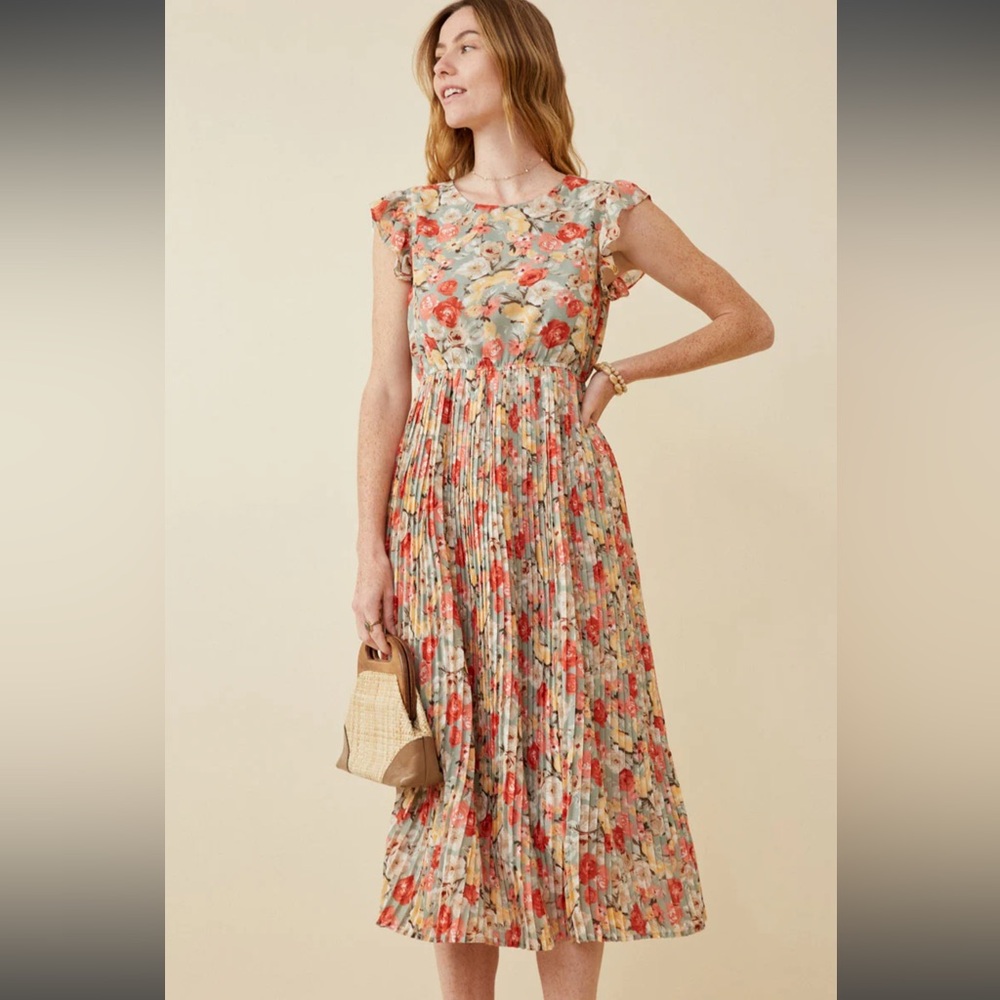 Floral Pleated Skirt Ruffle Tank Dress Hayden Los Angeles